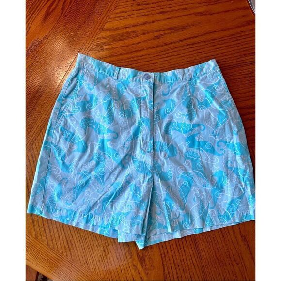 LILLY PULITZER White Label Bermuda Shorts Sz 8 Sea Horse Pattern - Picture 1 of 7
